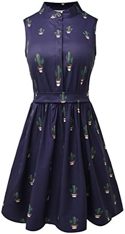 Dresswell Summer Women Dress Casual High Waist Cute A Line (X-Large, DRE12)