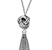 Long Tassel Necklace Silver Tone Lovely Knot Tassel Pendant Knot Snake Chain for Women