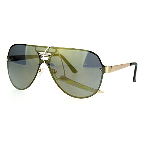 Unisex Aviator Sunglasses Full Mirrored Lens Frame Designer Fashion Gold, Gold