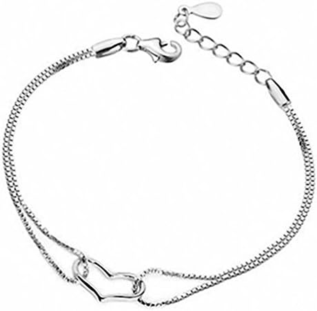 New 925 Sterling Silver Heart Love Bracelet Silver Chain Lady Women Jewelry Gift (style 1)