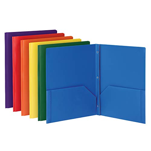 Oxford 2 Pocket Folders with Fasteners, Sturdy Plastic Folders, Letter