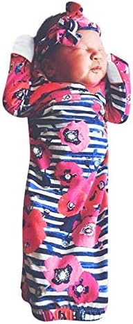 Moonper Newborn Sleeping Bag+Hat Infant Baby Boys Girls Floral Print Pajamas Swaddle Receiving Blanket