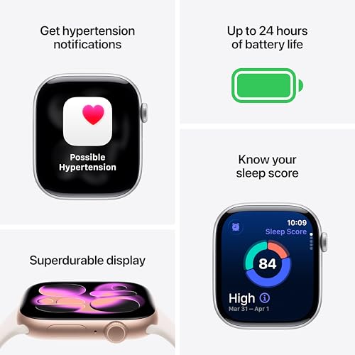 Apple Watch Series 11 [GPS 42mm] Smartwatch with Rose Gold Aluminum Case with Light Blush Sport Band - S/M. Sleep Score, Fitness Tracker, Health Monitoring, Always-On Display, Water Resistant