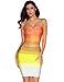 meilun Women's Rayon Strapless Bandage Dress Rainbow Stretch Party Dress (Small)