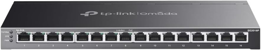 TP-Link Omada SG2016P 16 Port Gigabit PoE+ Smart Switch 8 PoE 120W Cloud