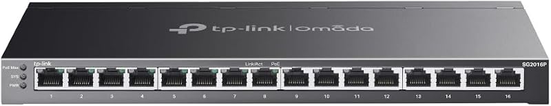 TP-Link Omada SG2016P 16 Port Gigabit PoE+ Smart Switch 8 PoE 120W Cloud