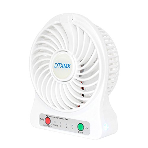 Click Here to See More Images Mini Fan Portable USB, DTXMX Personal Desk DesktopTable Cooling Fan with USB Rechargeable Battery 2200Am LED Sensor Lights for Office Room Outdoor Household Traveling(3 Speed)