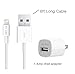 AJ Pro (TM) 6 Foot Extra Long Extension White 8 Pin USB Sync Cable Power Cord with 1 Amp Wall Charger for Apple iPhone X, 8, 7, 6S, 6, 6 Plus, 5S (Compatible with iOS 9 and 9.1) [Certified]