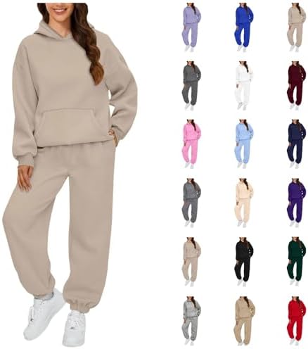 Tracksuit Womens Full Set UK 2 Piece Co Ord Sets Outfits Hoodie and Sweatpants Jogger Set Ladies Gym Activewear Y2k Lounge Wear Sets for Women UK Womens Tracksuit
