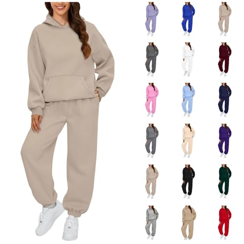 Tracksuit Womens Full Set UK 2 Piece Co Ord Sets Outfits Hoodie and Sweatpants Jogger Set Ladies Gym Activewear Y2k Lounge Wear Sets for Women UK Womens Tracksuit
