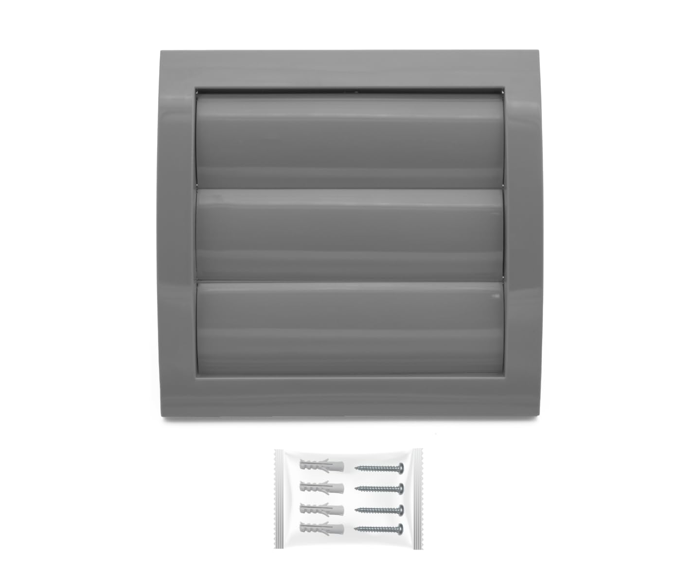 H&C VENT Grey Ventilation Gravity Grille 153mm with 100mm 4 inch Connector│ Air Vent Covers with Flaps and Insect Protection │ Extractor Cover for Duct Pipe, Wall, Window │ Inside and Outside use