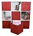 Adorn DUAL HANDLE Foldable Cloth Storage Cube Basket Bins Organizer Containers Drawers, 6 Pack -- Red
