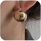 Jumwrit Golden Round Ball Drop Dangle Earrings Set Dainty Huggie Hoop Earrings Chunky Simple Polished Ball Earrings Hypoallergenic Earrings Accessories for Women
