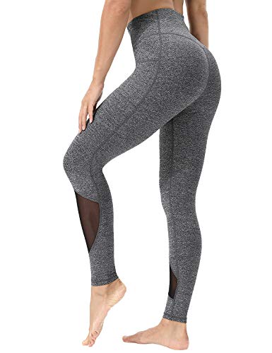 KIPRO WOMEN YOGA PANTS MESH WORKOUT RUNNING LEGGINGS TIGHTS HEATHER GREY