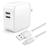 ONSON iPhone Charger,Dual USB Portable Travel Wall Charger,Foldable Plug with 10FT Long Lightning Cable Charging Cord for iPhone 7/7 Plus/6S Plus/6/6 Plus/5/5S/5C/SE,iPad Pro/Air/mini(White)
