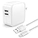 ONSON iPhone Charger,Dual USB Portable Travel Wall Charger,Foldable Plug with 10FT Long Lightning Cable Charging Cord for iPhone 7/7 Plus/6S Plus/6/6 Plus/5/5S/5C/SE,iPad Pro/Air/mini(White)