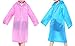 CDOFFICE 2 Pack Children Rain Ponchos Portable Reusable Raincoats for 6-12 Years Old (Blue+Pink)