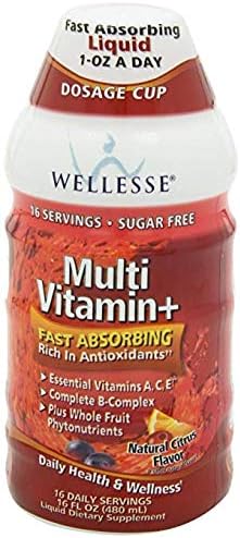 Wellesse Premium Liquid Supplements, Multi Vitamin+, Sugar Free, Natural Citrus Flavor, 16 fl oz (480 ml)