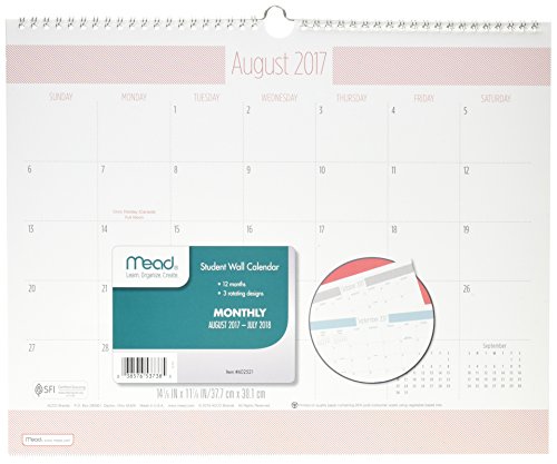 Mead academic wall calendar, august 2017 - july 2018, 1…