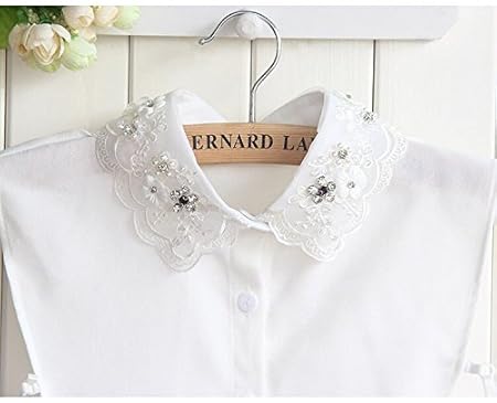 Yulakes Fashion Kragen Vintage Elegante Damenhalb Fälschungs-Kragen Fake Hemd Bluse Kragen Weiß Abnehmbare Hälfte Hemd-style 