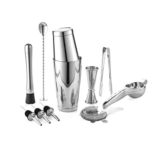TLJF Cocktail-Werkzeug-Set für Barkeeper, Premium-Set mit Shaker, Jigger, Löffel, Ausgießer, Middler, Zitruspresse…