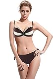 Allezola Women's Mixed Colors Bikini Swimsuit Bathing Suit Swimwear Sexy Push Up Brown XS