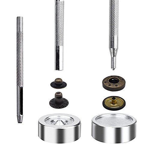 image for TommoT 60 Set Snap Fasteners Kit for Leather/Clothing,3 Color(Gunmetal