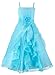 Wonder Girl Lily Big Girls' Organza Tea Length Long Rhinestone Dress 12 Aqua