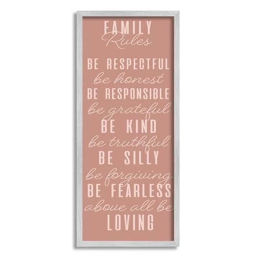 Stupell Industries Pink Chic Family Rules Framed Giclee Art by Sundance Group