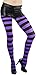 ToBeInStyle Women's Full Footed Wide Striped Tights - Black And Purple