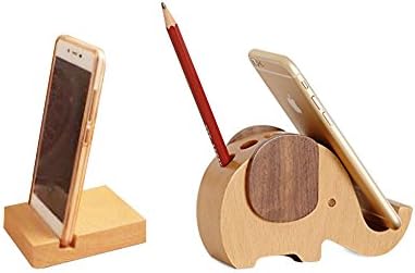 Elephant Pencil Holder, Eco-friendly and Multifunctional - Includes German Beech Wood Phone Holder, Authentic Precious Wood Timber Material.