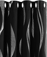 Deconovo Room Darkening Blackout Curtains Eyelet Silver Wave 55x96 2 Panels view 2