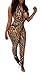 Farktop Women's Sleeveless See Through Cocktail Club Bodysuit Gold Sequin Plunging V Jumpsuit Playsuit Romper