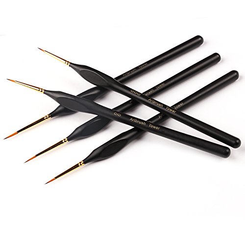 Micro Detail Paint Brush Set - Triangular Wooden Handle, 5 Size Miniature Paint Brush for Artists, Modellers, Enamel, Warhammer 40k