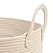 OrganiHaus Extra Large Blanket Basket for Living Room 20x13, Natural Cotton Rope Laundry Basket, Sturdy Hamper for Toy Storage, Cushions & Pillows Storage Bin, Nursery Decor Hamper - White/Brown