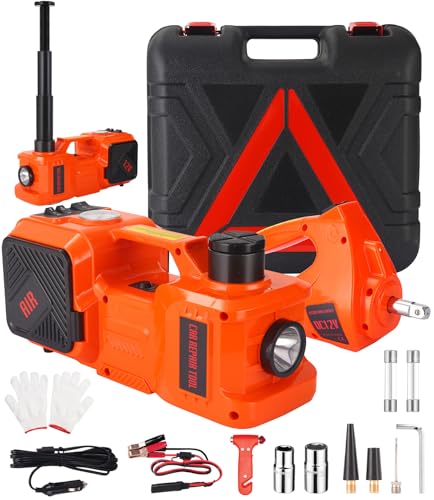 KVOZEN Gato Eléctrico 3 en 1 Hidráulico 5 Toneladas | Inflador Digital, Llave de Impacto 480NM, Kit de Emergencia, Luz LED, Para SUV