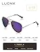 LUENX Womens Mens Aviator Sunglasses Polarized Mirrored Purple lenses Metal Frame 100% UV Protection Classic Style