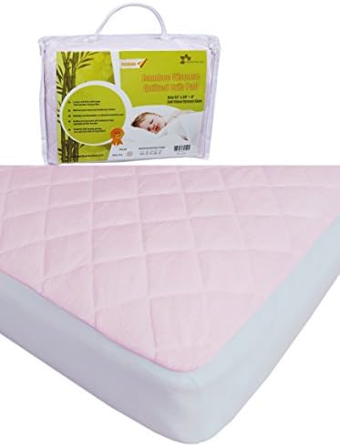 Bamboo Waterproof Crib Mattress Pad Thick ♦ Perfect Baby And Toddler Mattress Protector ♦(Baby Pink)