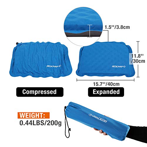 REDCAMP Self Inflatable Seat Cushion for Camping Stadium, Compact Lightweight Self Inflating Bleacher Cushion with Storage Bag, Well Insulated