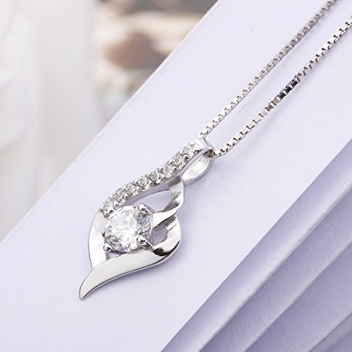 Necklace, 925 Sterling Silver CZ Pendant Necklace Potok Fine Jewelry for Women 18", Ideal Gifts for Daughter Girlfriend Mother