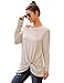 LookbookStore Women's Casual Soft Long Sleeves Round Neck Loose Fit Twist Knot Tunic Knit Blouse Holiday Top Shirts Apricot Size X-Large