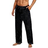Vulcanodon Mens Plush Warm Pajama Pants, Fluffy Soft Fleece Sleep Pant with Pockets Lounge Pj Bottoms for Men