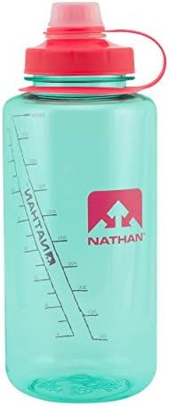 Nathan Sports Big Shot 32oz Sport Nozzle BPA Free Water Bottle with Strap Featuring LA Boston New York Miami Chicago, Multiple Color Choices Available, Blue Light, 1-Liter (4321TNLBD)