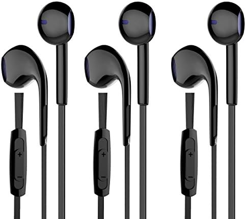 VMTOP Headphones with Mic Wired Earbud Headphones - Black - 3 Piece