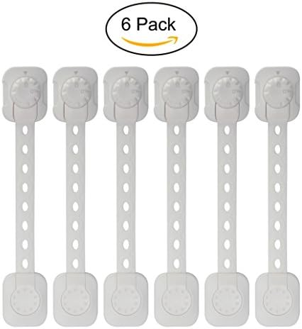 NuAngela Baby Safety Lock Latches for Cabinets, Drawers, Refrigerator Doors, Toilet Seats &amp; More – No Drilling, No Screws Home Child Proofing Set (6pc Set)