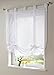 Uphome 1pcs Cute Bowknot Tie-Up Roman Curtain - Tab Top Sheer Kitchen Balloon Window Curtain,24 x 55 Inch,White