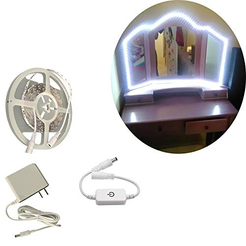 Vanity Lights Kit,Dimmable Bright White Daylight 6000K,300 LEDs-16.4 ft,LED Strip Lighting Kit for M Vanity Lights Kit,Dimmable Bright White Daylight 6000K,300 LEDs-16.4 ft,LED Strip Lighting Kit for M