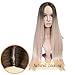 Lady Miranda Ombre Brown to Honey Wig Blonde High Density Heat Resistant Synthetic Hair Weave Full Wigs for Women (24