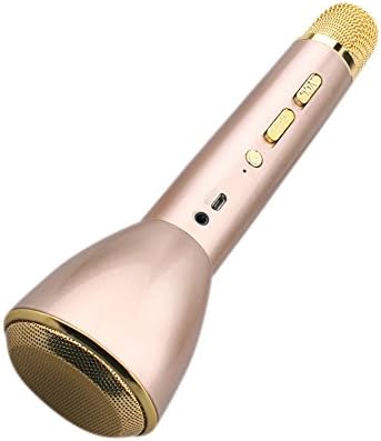 Portable Karaoke Player with Wireless Bluetooth Speakers for Music Playing Bluetooth Speaker Handheld mic Portable singing machine (Gold)