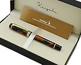Kaigelu 316 Celluloid Fountain Pen with Ink Refill Converter , Signature Calligraphy Antique Executive Business Pens with Gift Box ( Amber )